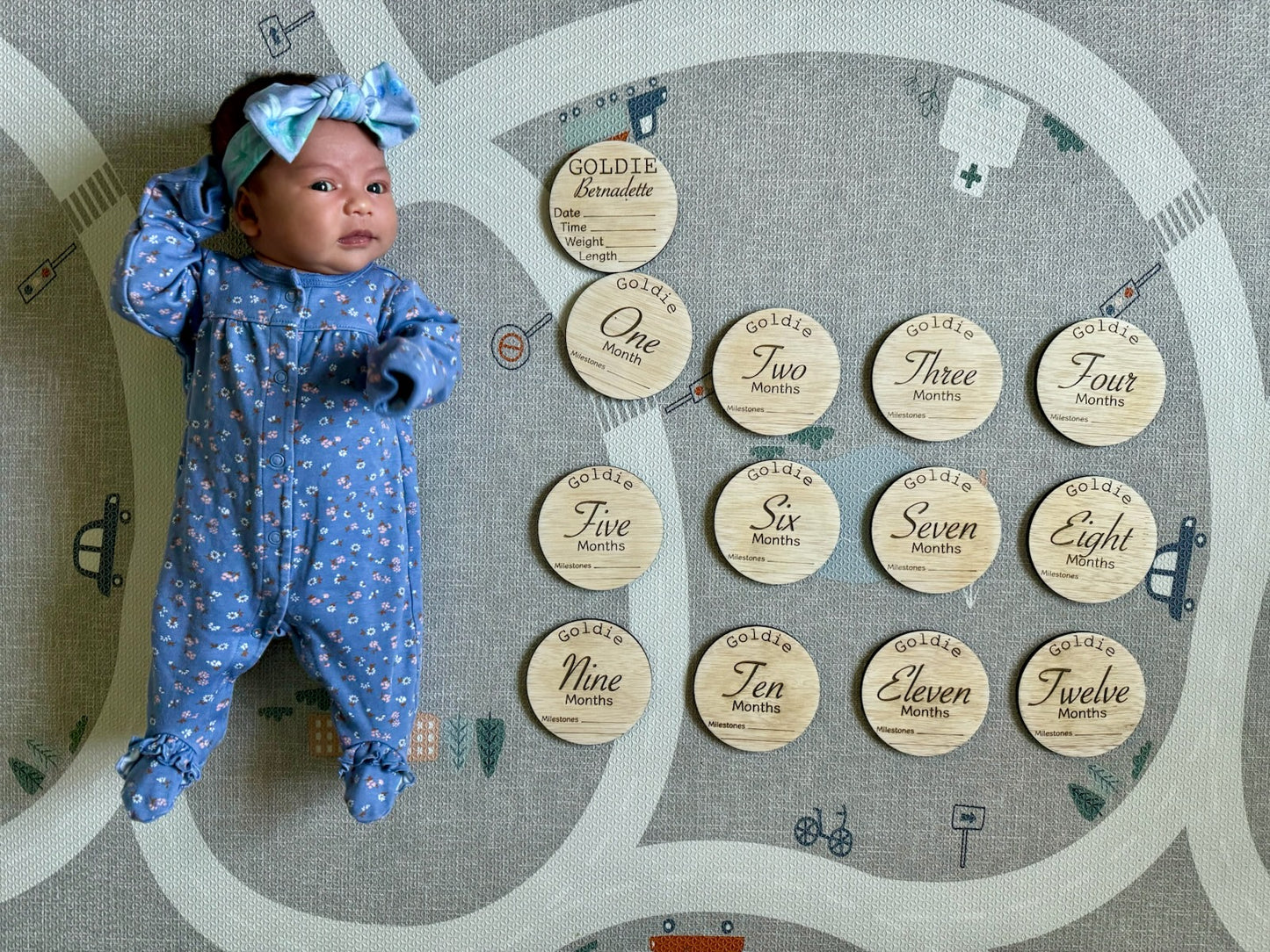 Baby Monthly Milestone Signs with baby