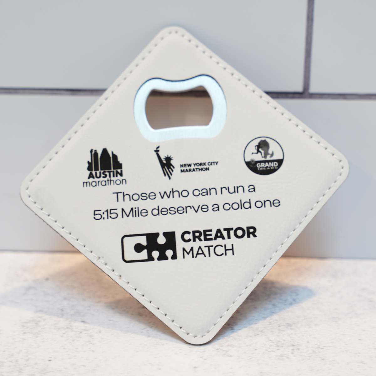 Custom engraved bottle opener coaster
