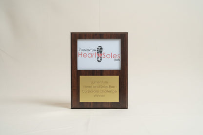 Custom 9x12 Award Plaque with Golden Text Box
