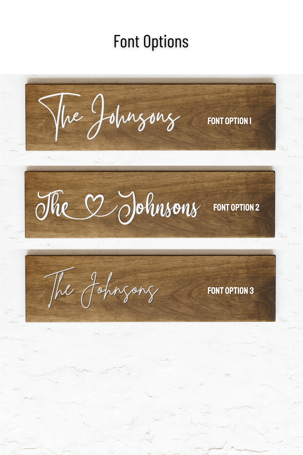 Text and font options for a custom wedding sign