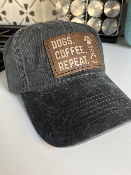 Hat with leatherette patch