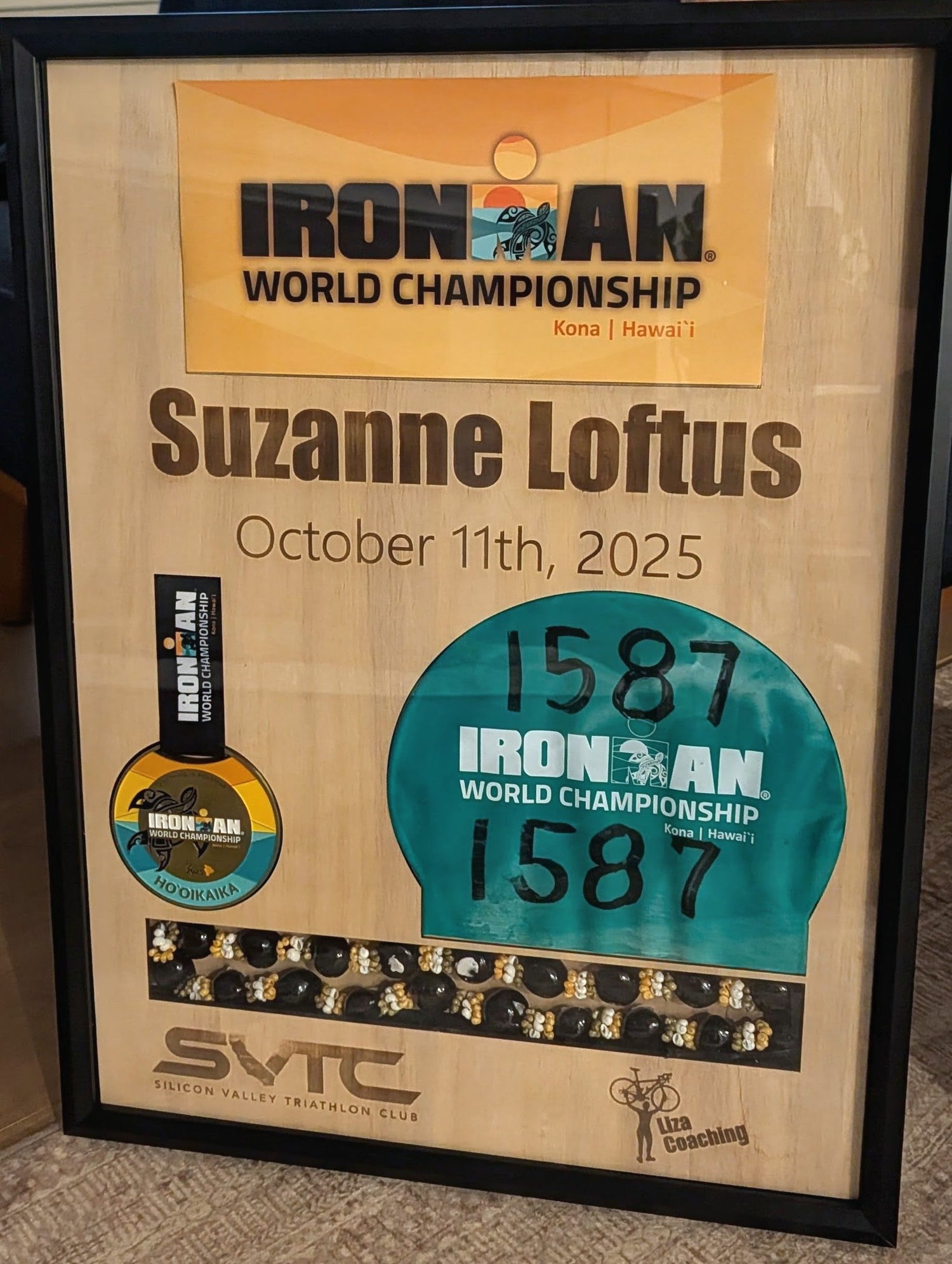 Personalized finisher frame for Ironman Kona